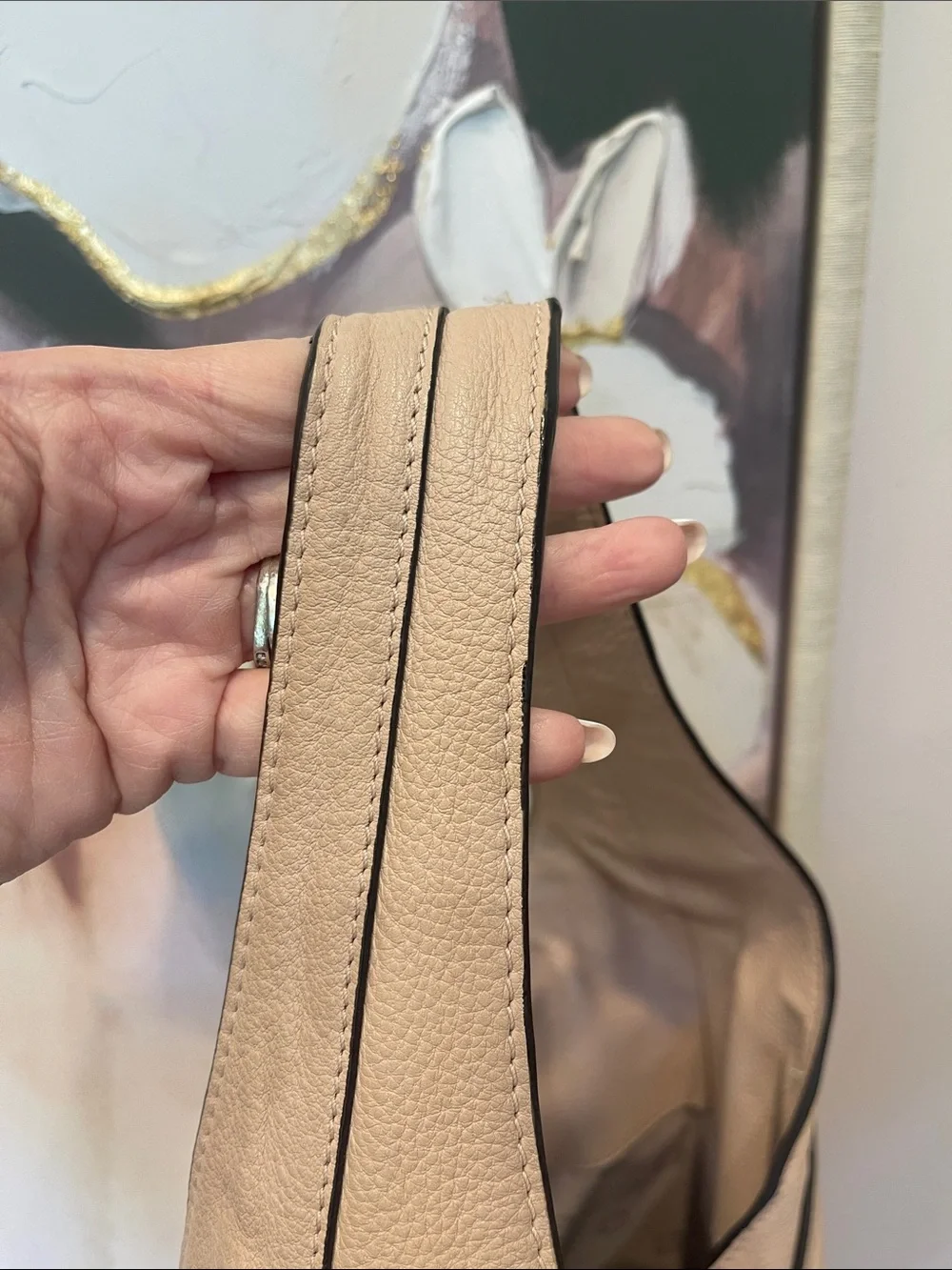 Tory Burch Pale Blush All T Leather Shoulder Hobo